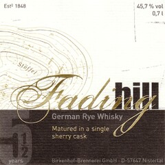 Fading hill German Rye Whisky