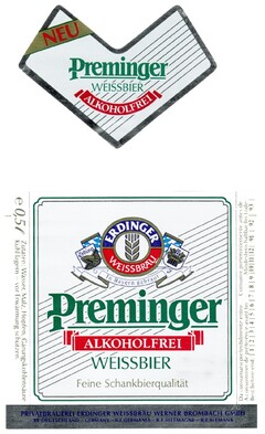 PREMINGER ERDINGER WEISSBRÄU ALKOHOLFREI Feine Schankbierqualität