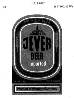 JEVER BEER imported PREMIUM BEER