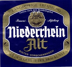 LANGJÄHRIGE ERFAHRUNG Getreu nach dem Reinheitsgebot Brauerei-Abfüllung Niederrhein Alt BOLTEN-KORSCHENBROICH AUF DEM GEBIETE DER BRAUKUNST