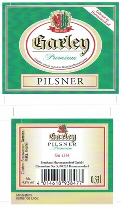 Garley Premium PILSNER  Natürlich gebraut nach dem Deutschen Reinheitsgebot