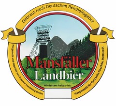 Gebraut nach Deutschen Reinheitsgebot Mansfäller Landbier Hergestellt und abgefüllt von Brauerei Landsberg GmbH Hergestellt für Getränke Porschke, Hettstett