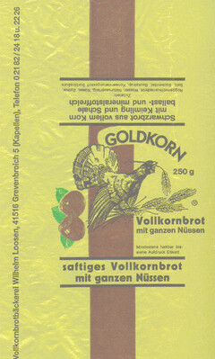 GOLDKORN Vollkornbrot mit ganzen Nüssen