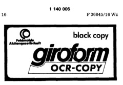 giroform OCR-COPY black copy Feldmühle Aktiengesellschaft