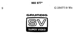 GRUNDIG SV SUPER VIDEO