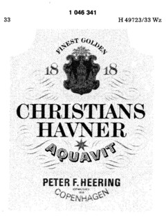 CHRISTIANS HAVNER AQUAVIT PETER F.HEERING COPENHAGEN