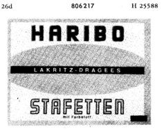 HARIBO STAFETTEN mit Farbstoff