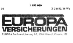 EUROPA VERSICHERUNGEN EUROPA Sachversicherung AG, 5000 Köln 41, Plusstr. 137