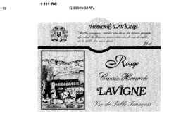 HONORE LAVIGNE Rouge Cuvée Honoré LAVIGNE Vin de Table Français