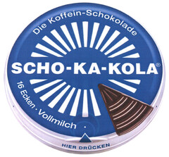 SCHO-KA-KOLA Die Koffein-Schokolade 16 Ecken · Vollmilch · HIER DRÜCKEN