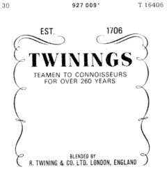 TWININGS TEAMEN TO CONNOISSEURS FOR OVER 260 YEARS