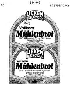 LIEKEN URKORN Vollkorn Mühlenbrot