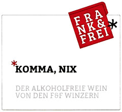 FRANK & FREI KOMMA, NIX DER ALKOHOLFREIE WEIN VON DEN F&F WINZERN