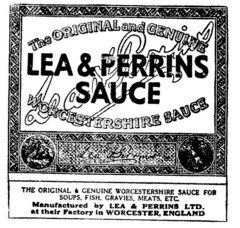 LEA & PERRINS SAUCE The ORIGINAL and GENUINE WORCHESTERSHIRE SAUCE