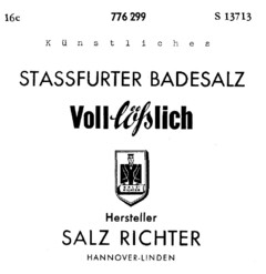 Künstliches STASSFURTER BADESALZ Volllößlich Hersteller SALZ RICHTER HANNOVER-LINDEN