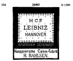 H.C.F. LEIBNIZ HANNOVER Hannoversche Cakes-Fabrik H. Bahlsen
