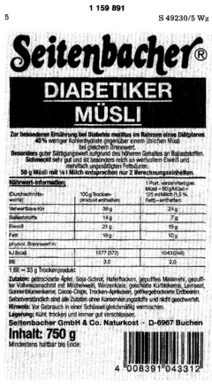 Seitenbacher  DIABETIKER MÜSLI