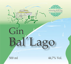 Gin Bal'Lago einzigARTig 500 ml 44,7% Vol.