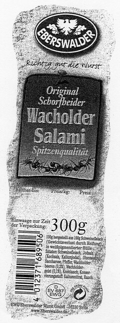 Original Schorfheider Wacholder Salami Spitzenqualität