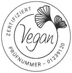 ZERTIFIZIERT Vegan PRÜFNUMMER - 01239120