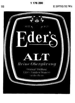 SEIT 1872 Eder's ALT Reine Obergärung Original-Abfüllung