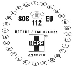 SOS 112 EU NOTRUF / EMERGENCY HEPP DIN 13164-B
