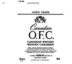 AGED YEARS Canadian O.F.C. CANADIAN WHISKY WHISKY CANADIEN