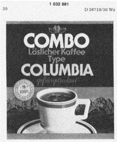 COMBO Löslicher Kaffee Type COLUMBIA