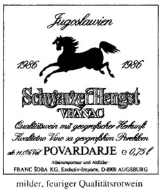 Schwarzer Hengst Jugoslavien 1986 VRANAC POVARDARJE