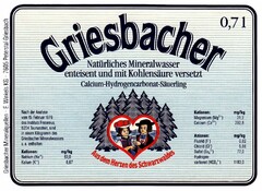 Griesbacher Natürliches Mineralwasser enteisent und mit Kohlensäure versetzt