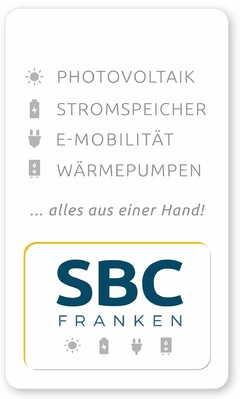 PHOTOVOLTAIK STROMSPEICHER E-MOBILITÄT WÄRMEPUMPEN ...alles aus einer Hand! SBC FRANKEN