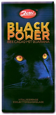 Zetti BLACK POWER 88% CACAO MIT GUARANA VITALISIERENDE EDELBITTERSCHOKOLADE