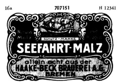 SEEFAHRT-MALZ allein echt aus der HAAKE-BECK BRAUEREI A.G. BREMEN