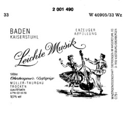 BADEN KAISERSTUHL Leichte Musik 1989er Oberbergener Baßgeige