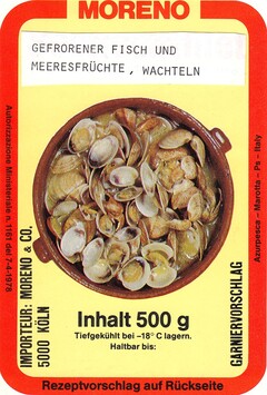 MORENO GEFRORENER FISCH UND MEERESFRÜCHTE, WACHTELN