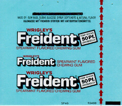 WRIGLEY'S Freident SPEARMINT FLAVORED CHEWING GUM