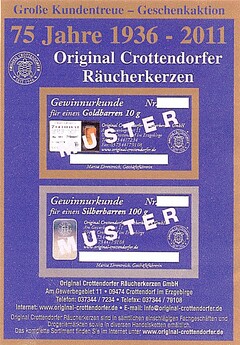 75 Jahre 1936-2011 Original Crottendorfer Räucherkerzen