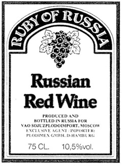 RUBY OF RUSSIA Russian Red Wine
