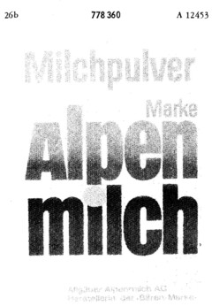 Milchpulver Marke Alpenmilch Allgäuer Alpenmilch AG Herstellerin der Bären-Marke