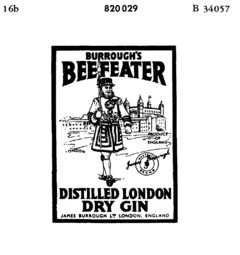 BURROUGH`S BEEFEATER DISTELLED LONDON DRY GIN