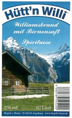 Hütt'n Willi Williamsbrand mit Birnensaft Spirituose