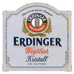 ERDINGER WEISSBRÄU ERDINGER Weißbier Kristall ALL NATURAL