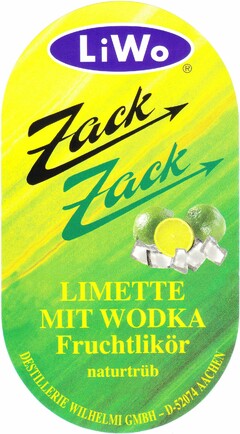 LiWo Zack Zack LIMETTE MIT WODKA Fruchtlikör naturtrüb