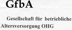 GfbA Gesellschaft für betriebliche Altersversorgung OHG