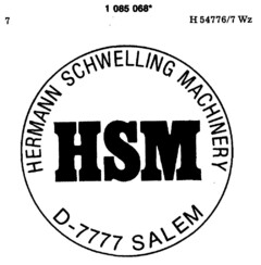 HSM HERMANN SCHWELLING MACHINERY D-7777 SALEM