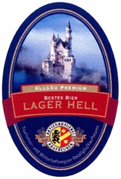 ALLGÄU PREMIUM BESTES BIER LAGER HELL AKTIENBRAUEREI KAUFBEUREN Tourismus- und Wirtschaftsregion Ostallgäu/Kaufbeuren