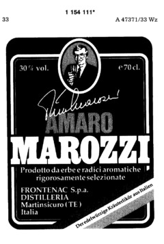 AMARO MAROZZI Prodotto da erbe e radici aromatiche rigorosamente selezionate