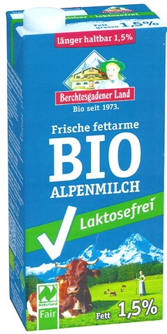 Berchtesgadener Land Frische fettarme BIO ALPENMILCH Laktosefrei