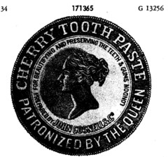 CHERRY TOOTH PASTE PATRONIZED BY THE QUEEN