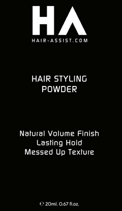 HA HAIR-ASSIST.COM HAIR STYLING POWDER Natural Volume Finisch Lasting Hold Messed Up Texture